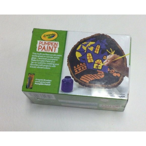 Crayola Acrylic Pumpkin Paint Set Autumn Colors 6 Bottles Halloween Decorations - Picture 2 of 2